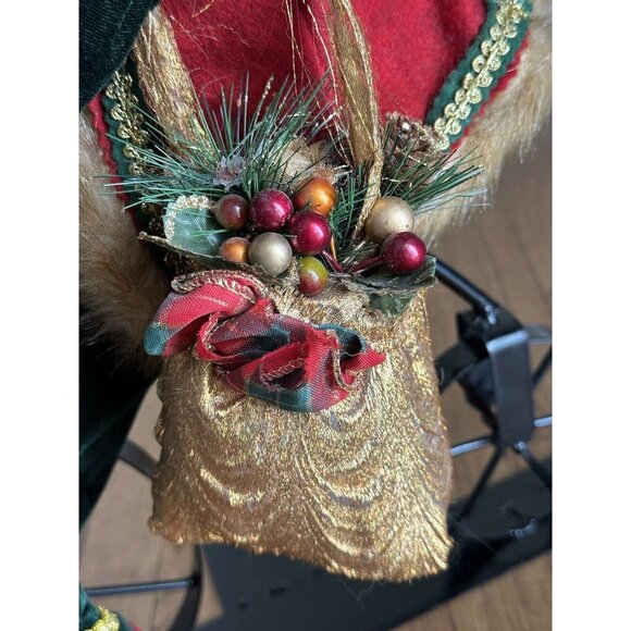 Vtg Old World Santa Claus Riding Bicycle Bike Lg 21” Christmas Decor Composite - Picture 11 of 16